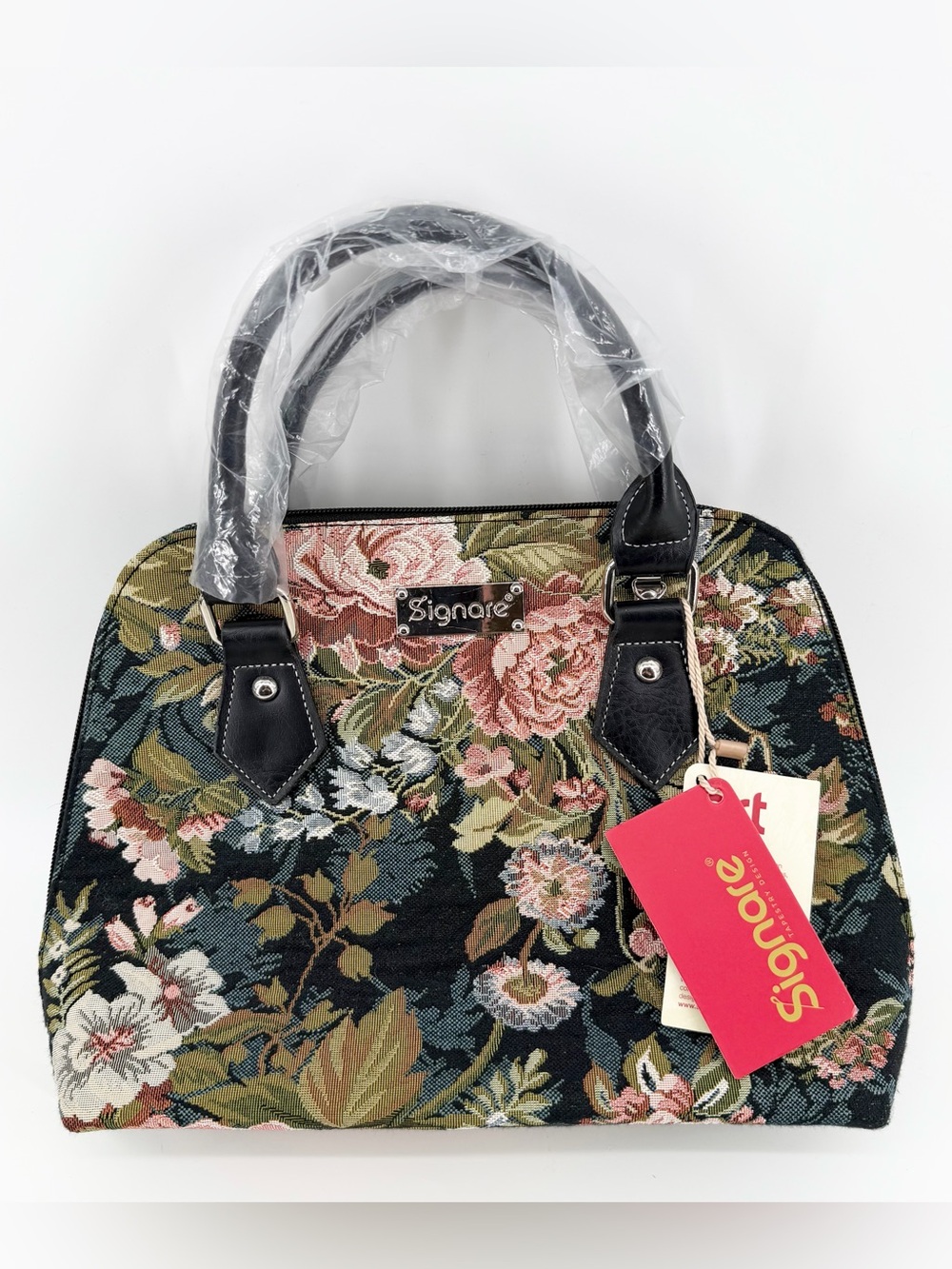 Signare Peony‎ Woven Tapestry Floral Top Handle Convertible Satchel Bag New NWT